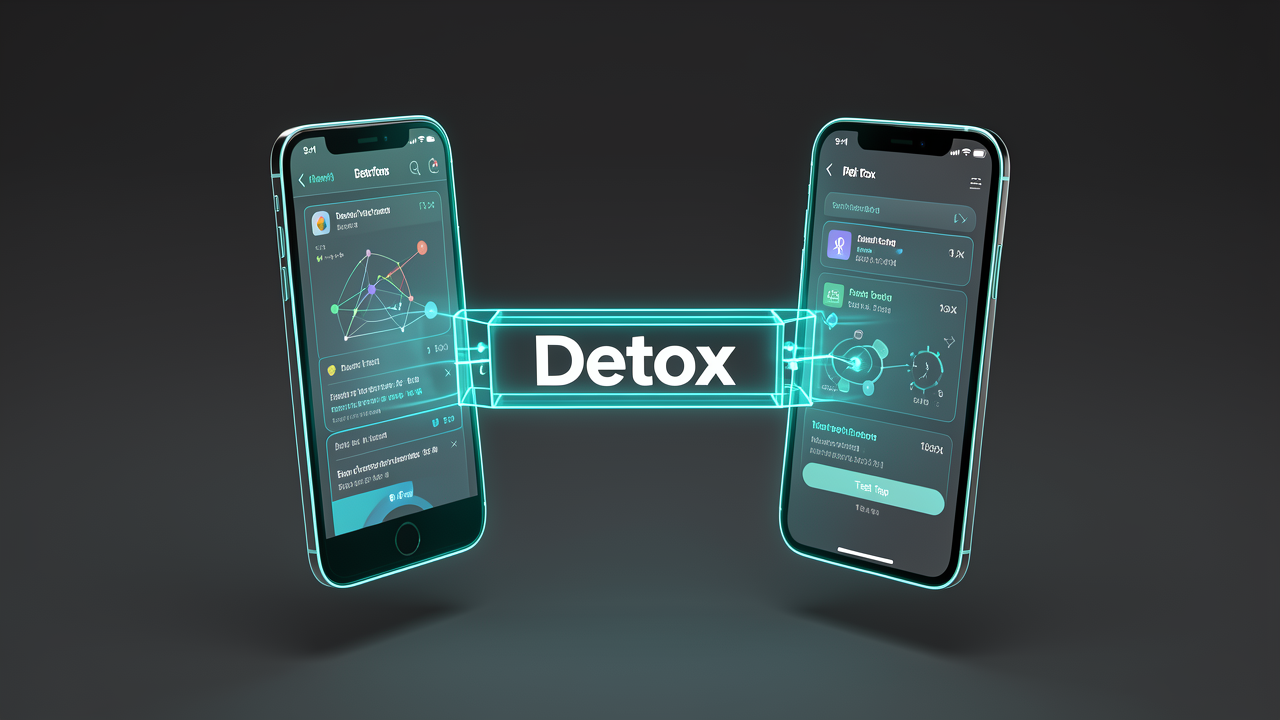 Gray-box Detox testing architecture bridging iOS and Android devices while monitoring animations, network requests, and timers inside a React Native app to prevent flaky tests.