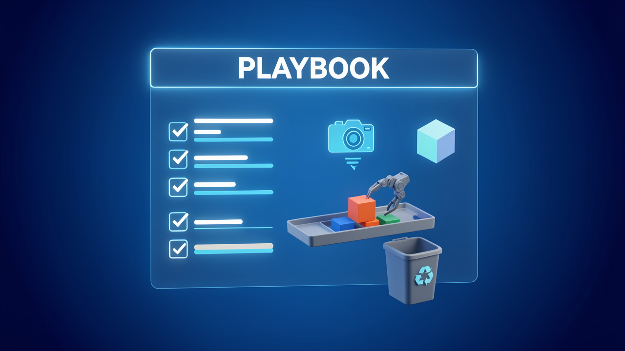 An operations dashboard with a glowing checklist, a mechanical claw offloading a tenant block, and snapshot archive icons, representing the offboarding and governance playbook for multi-tenant Qdrant RAG deployments.
