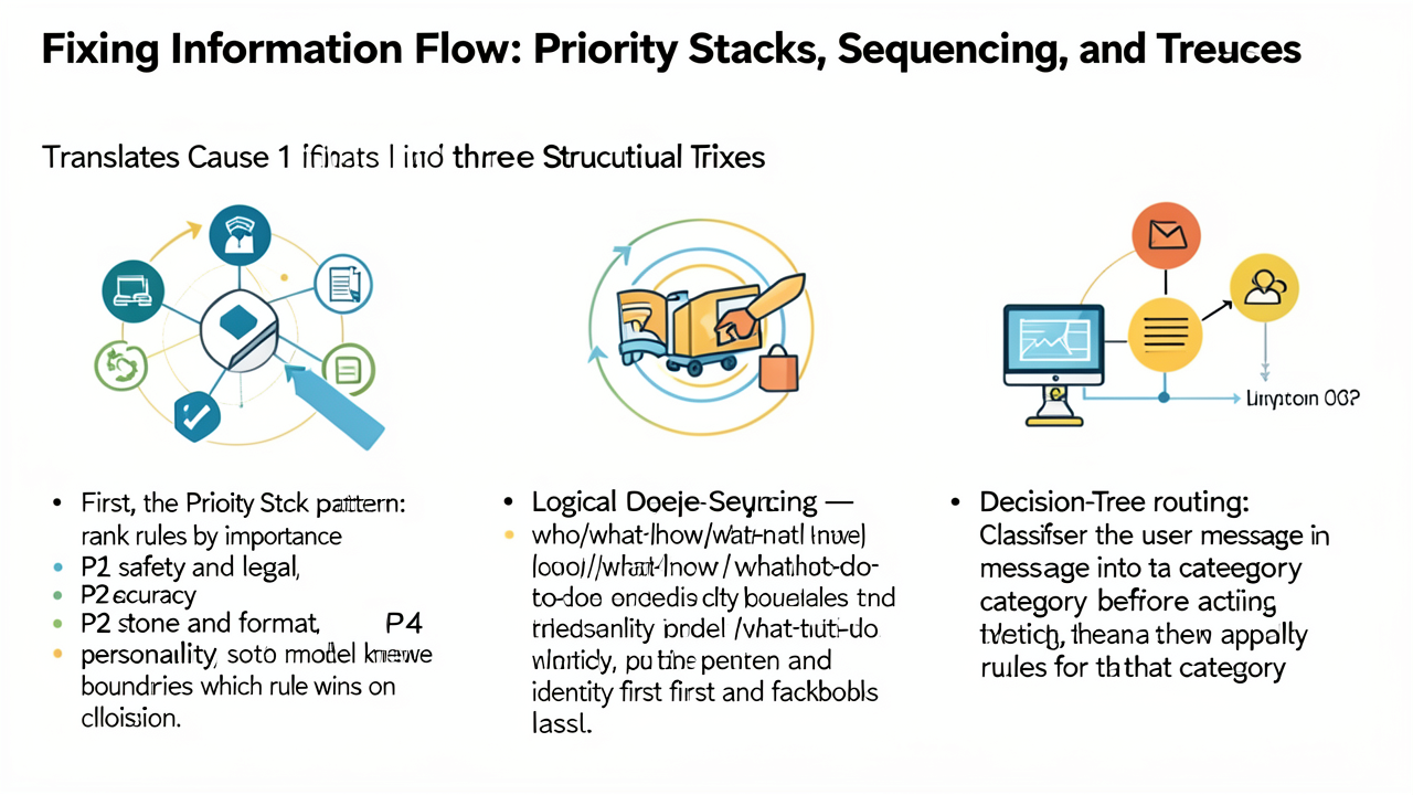 Fixing Information Flow: Priority Stacks, Sequencing, and Decision Trees
