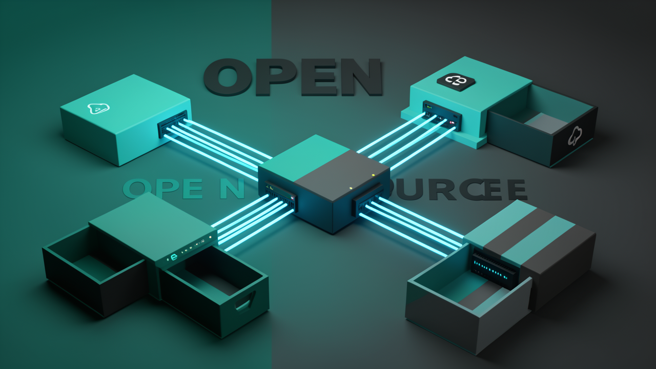Open modular coding agent components connected to local hardware and cloud model providers, representing the BYOK flexibility and self-hosted deployment of open-source agents.
